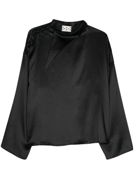 Копринена сатенена блуза Avavav черно