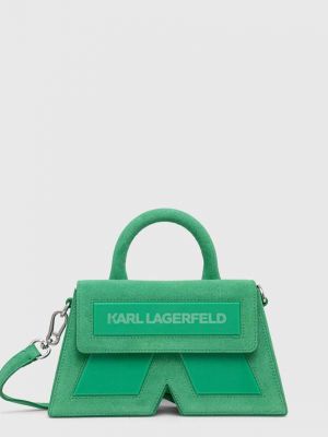 Torba na ramię zamszowa Karl Lagerfeld zielona