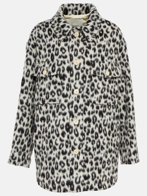 Vunena jakna s printom s leopard uzorkom Isabel Marant crna