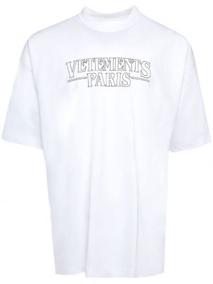 Bombažna majica s potiskom Vetements bela