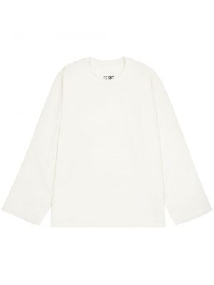 Βαμβακερή μπλούζα με στρογγυλή λαιμόκοψη Mm6 Maison Margiela λευκό