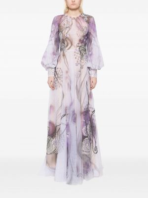 Večerní šaty s korálky s potiskem s abstraktním vzorem Saiid Kobeisy