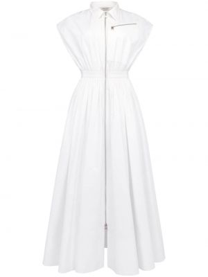 Βαμβακερή φόρεμα σε στυλ πουκάμισο Alexander Mcqueen λευκό