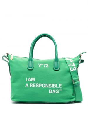 Шопинг чанта с принт V°73 зелено