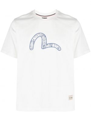 Βαμβακερή μπλούζα με σχέδιο Evisu λευκό
