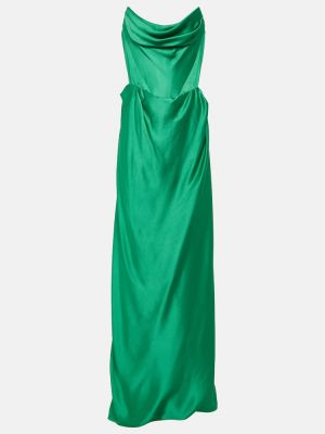 Saténové dlouhé šaty Vivienne Westwood zelená