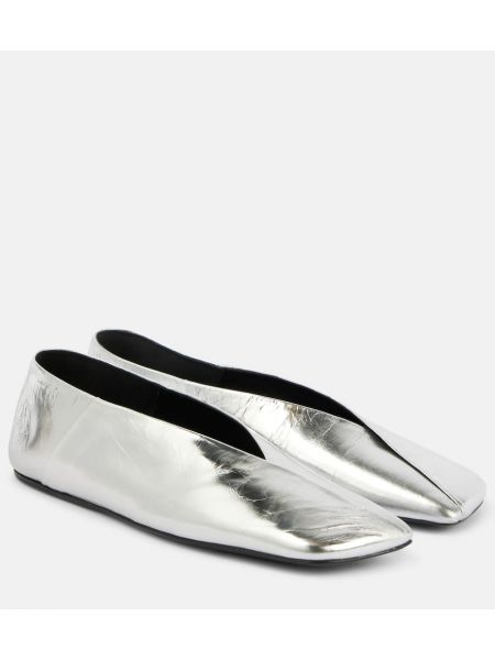 Läder ballerinas Jil Sander silver