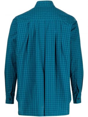 Kockovaná košeľa s potlačou Fumito Ganryu modrá