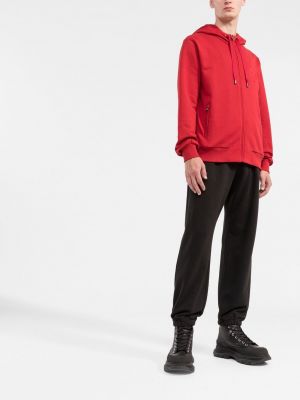 Bluza z kapturem na zamek bawełniana Dolce And Gabbana czerwona