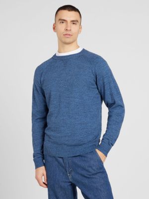 Меланжов пуловер Jack & Jones синьо