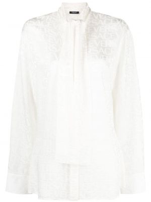 Satynowa bluzka żakardowa Versace biała