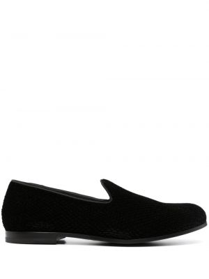 Pantofi loafer de catifea slip-on Giorgio Armani negru