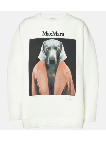 Tryckt bomull sweatshirt Max Mara vit