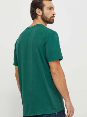 Bavlněné tričko s aplikacemi Tommy Jeans zelené