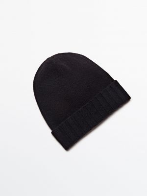 Кашемировая шапка бини Massimo Dutti черная