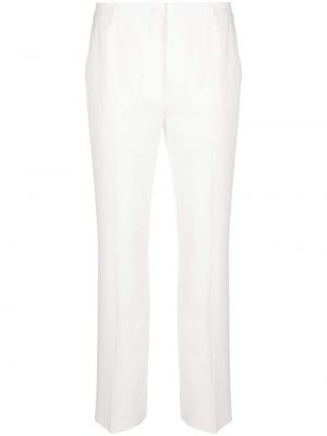 Rovné kalhoty s knoflíky s páskem z polyesteru Boutique Moschino - bílá