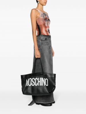 Leder shopper handtasche mit print Moschino
