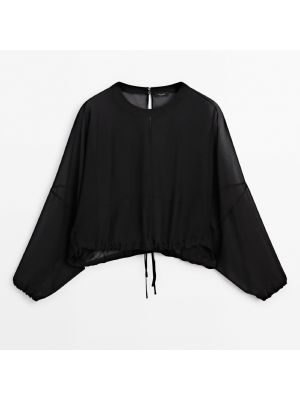 Прозрачная блузка Massimo Dutti черная