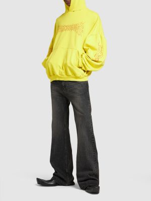 Pamučna hoodie s kapuljačom Balenciaga žuta