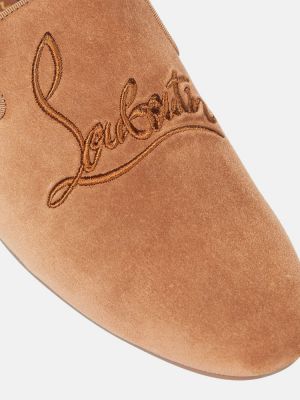Papuče od brušene kože Christian Louboutin smeđa