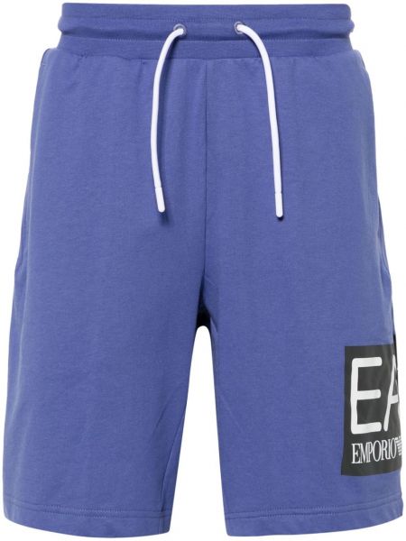 Pantaloni scurți din bumbac cu imagine Ea7 Emporio Armani
