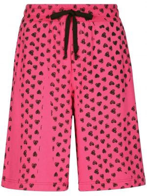 Kratke hlače s potiskom z vzorcem srca Dolce & Gabbana roza