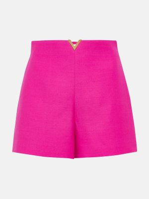 Shorts en laine en soie en crêpe Valentino rose