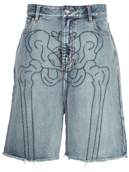 Kratke jeans hlače s potiskom Haculla modra