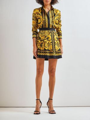Plisované hedvábné mini sukně Versace zlaté