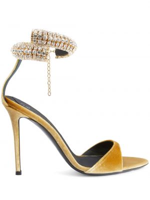 Žametne sandali iz rebrastega žameta Giuseppe Zanotti zlata