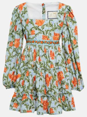 Pamučna haljina s cvjetnim printom Agua By Agua Bendita plava