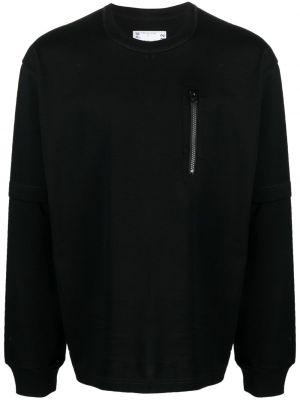 Bavlněné tričko na zip s kapsami Sacai černé