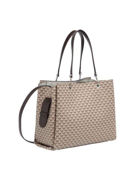 Shopper handtasche mit print Emporio Armani beige