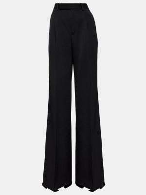 Шерстяные брюки с высокой талией Saint Laurent черные
