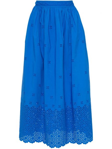 Bavlnená midi sukňa Ulla Johnson modrá