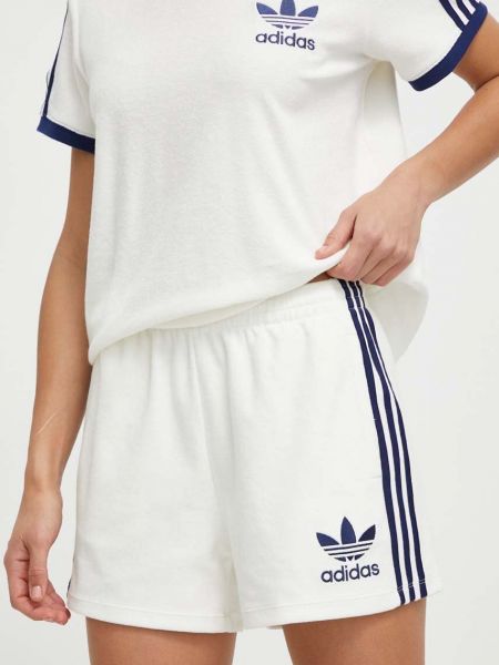 Kraťasy s vysokým pasem s aplikacemi Adidas Originals bílé