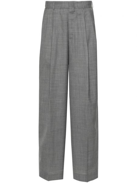 Plisirane vunene hlače s prešanim naborom Pt Torino siva