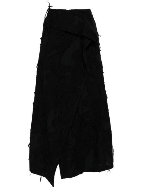 Midi sukně s oděrkami Yohji Yamamoto černé