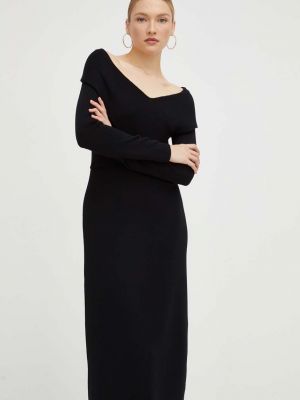 Sukienka midi dopasowana wełniana Luisa Spagnoli czarna
