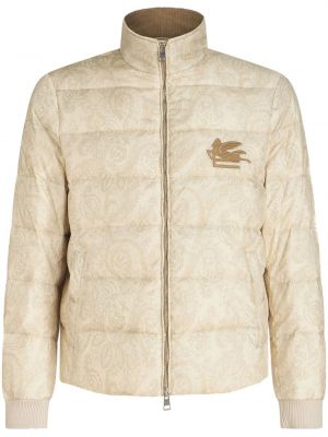 Páperová bunda s potlačou s paisley vzorom Etro biela