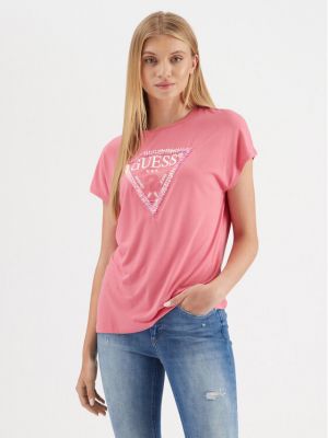 Bluză cu model floral oversize Guess roz