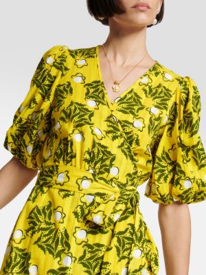 Βαμβακερή μίντι φόρεμα με σχέδιο Diane Von Furstenberg κίτρινο