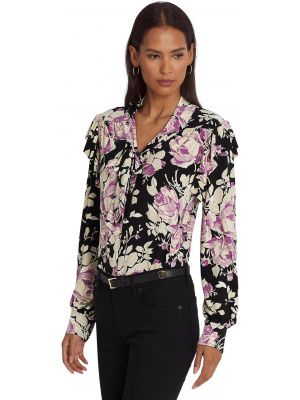 Блузка в цветочек с принтом из джерси Lauren Ralph Lauren черная