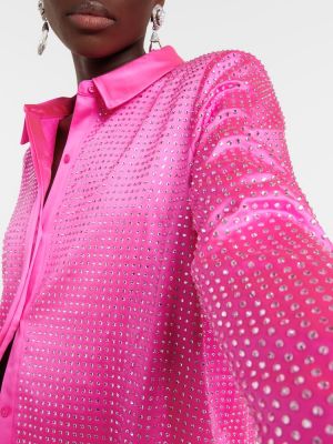 Satin hemd mit kristallen Self-portrait pink