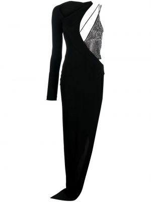 Krištáľové asymetrické šaty Genny čierna