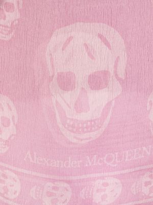 Jedwabna szal z nadrukiem Alexander Mcqueen różowa