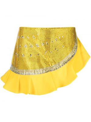 Krištáľová sukňa s volánmi Area žltá