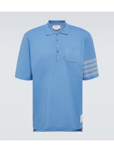 Medvilninis polo marškinėliai Thom Browne mėlyna