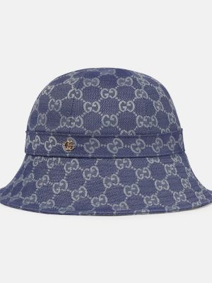 Памучна шапка с периферия Gucci синьо