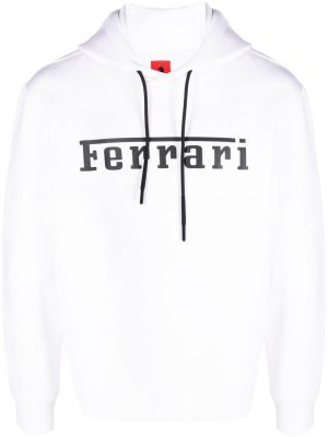 Mikina s kapucí s potiskem Ferrari bílá